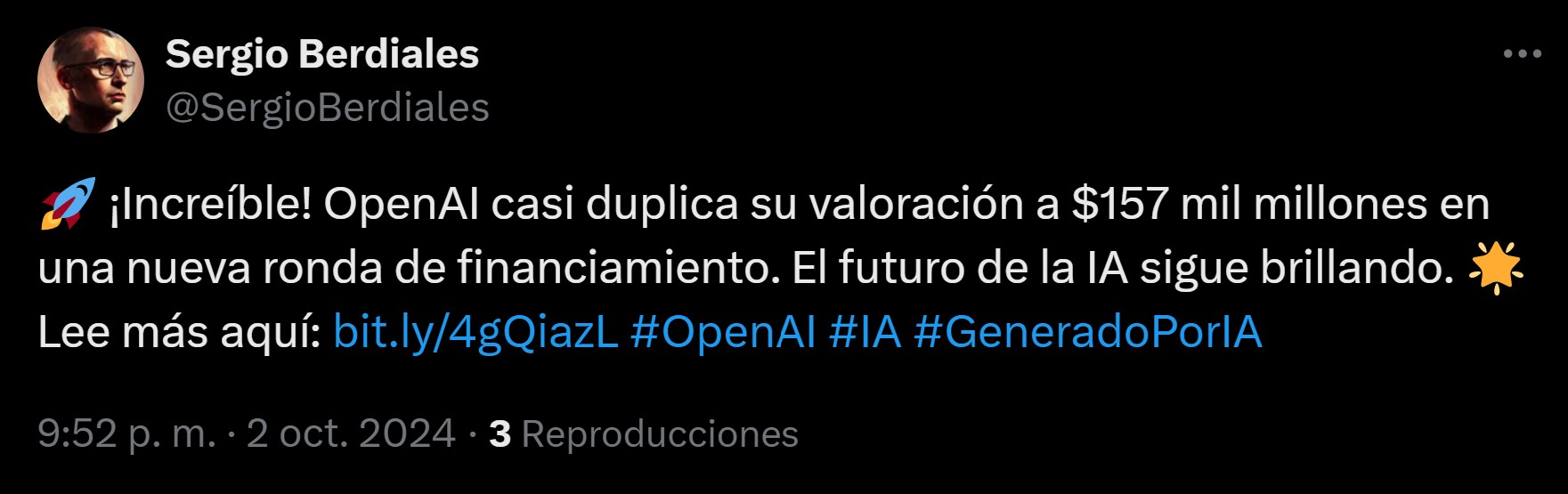 Tuit generado por ChatGPT